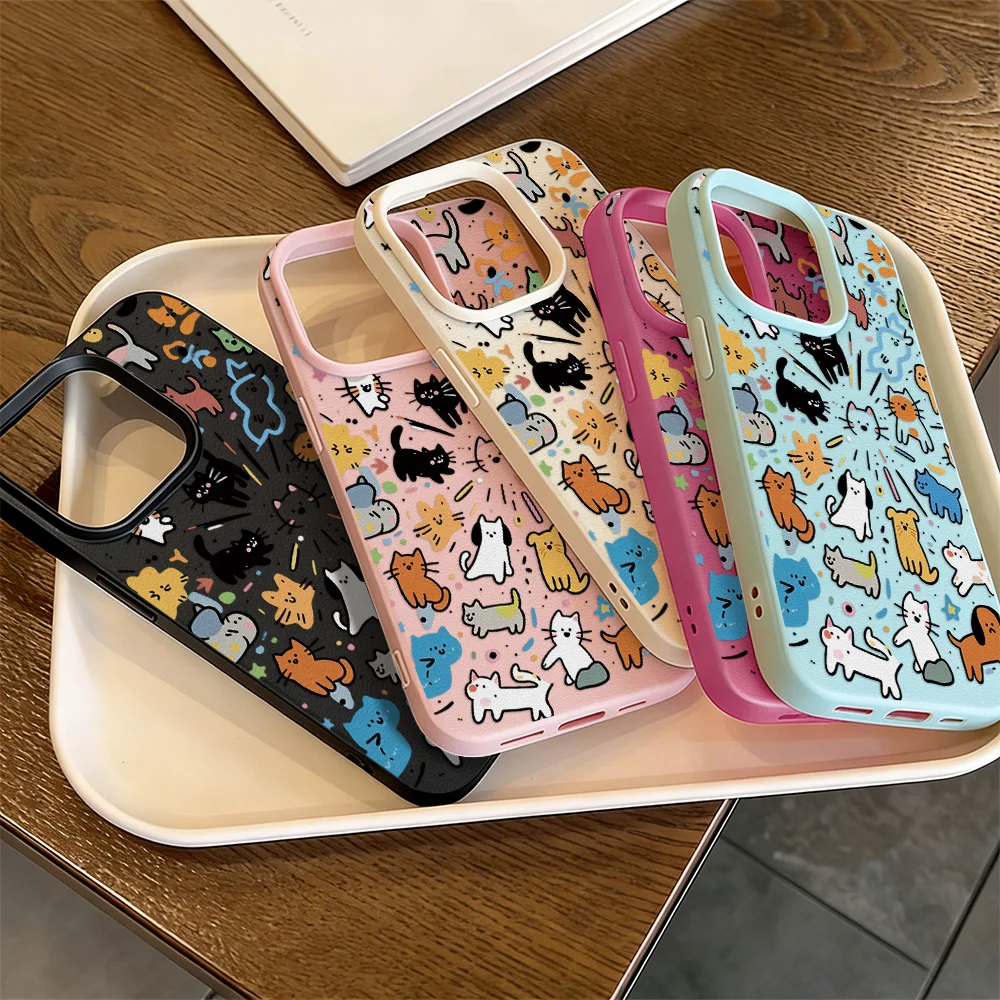Leather Silicone Graffiti Pet-Themed Shockproof Phone Case