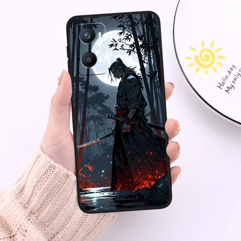 Samurai Sunset Soft Black Straight Edge Phone Case Cover