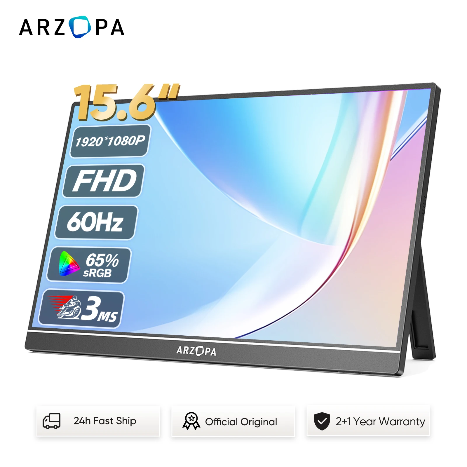 ARZOPA 15.6 インチポータブルモニター FHD 1080P IPS USB-C