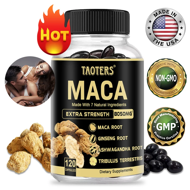 Taoters Black Maca Root Extract 8050 mg For Muscle Mass and Workout Energy Supplement Non-GMO