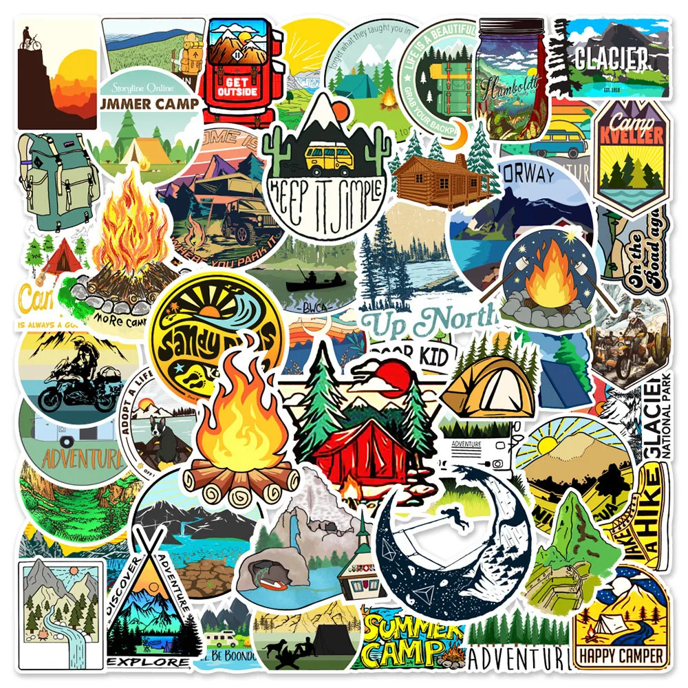 50 Outdoors Hiking Camping Nature Stickers Laptop Car Bumper Bike Decal USA  SHIP