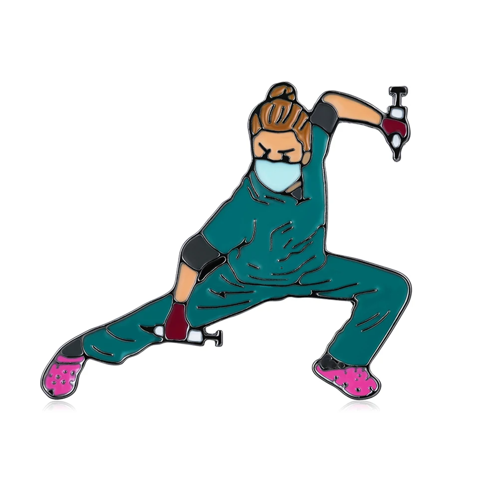 هانريش-بروش طبيب وممرضة مضحك ، دبوس مينا كرتوني طب...