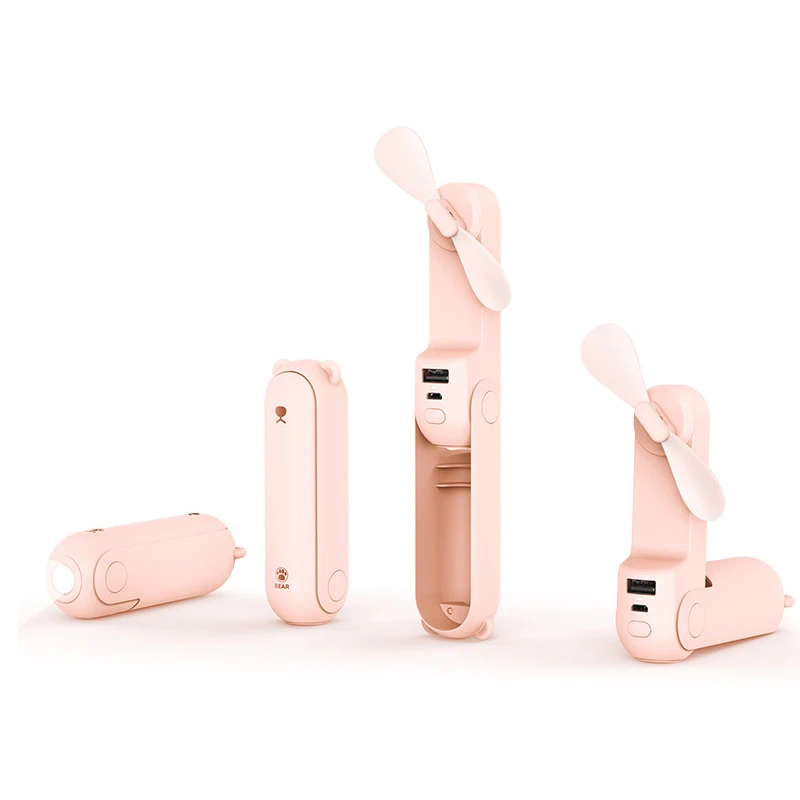 

USB Mini Fan 1500mAh Portable Handheld Electric Fans Rechargeable Quiet Pocket Cooling Hand Eventail with Light Office Outdoor