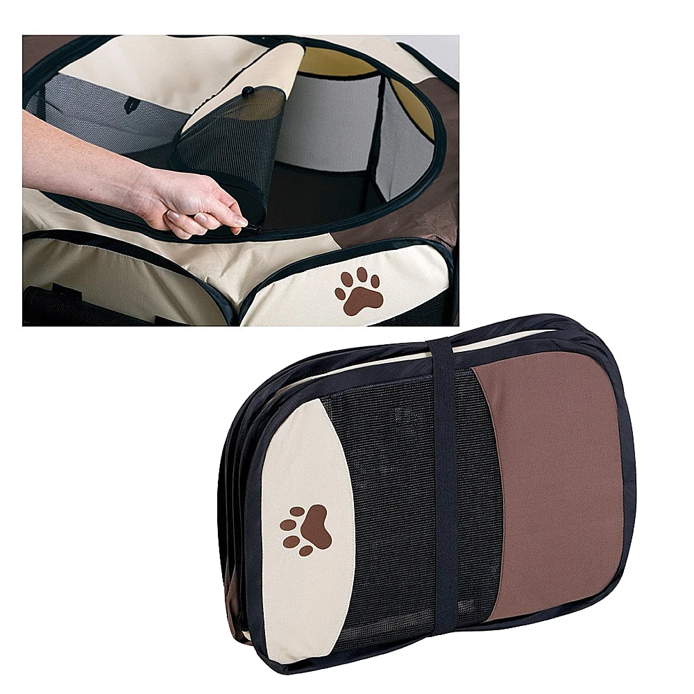 Title 6, Portable Foldable Pet Tent Kennel Octagonal Fen...