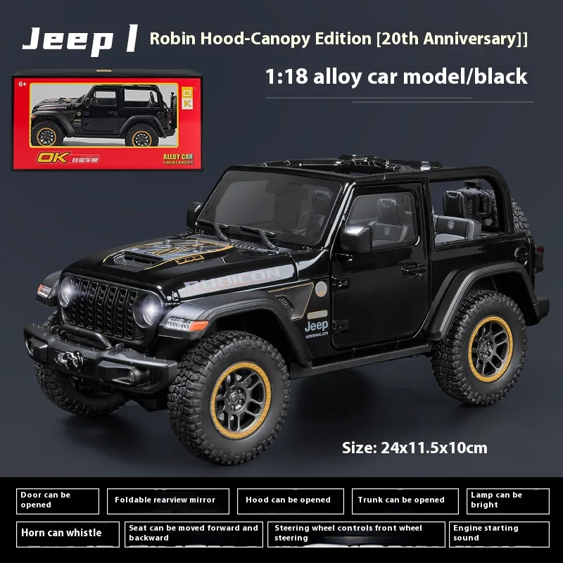 1:18 Jeep Wrangler Rubicon Convertible Version Off Road SUV Alloy