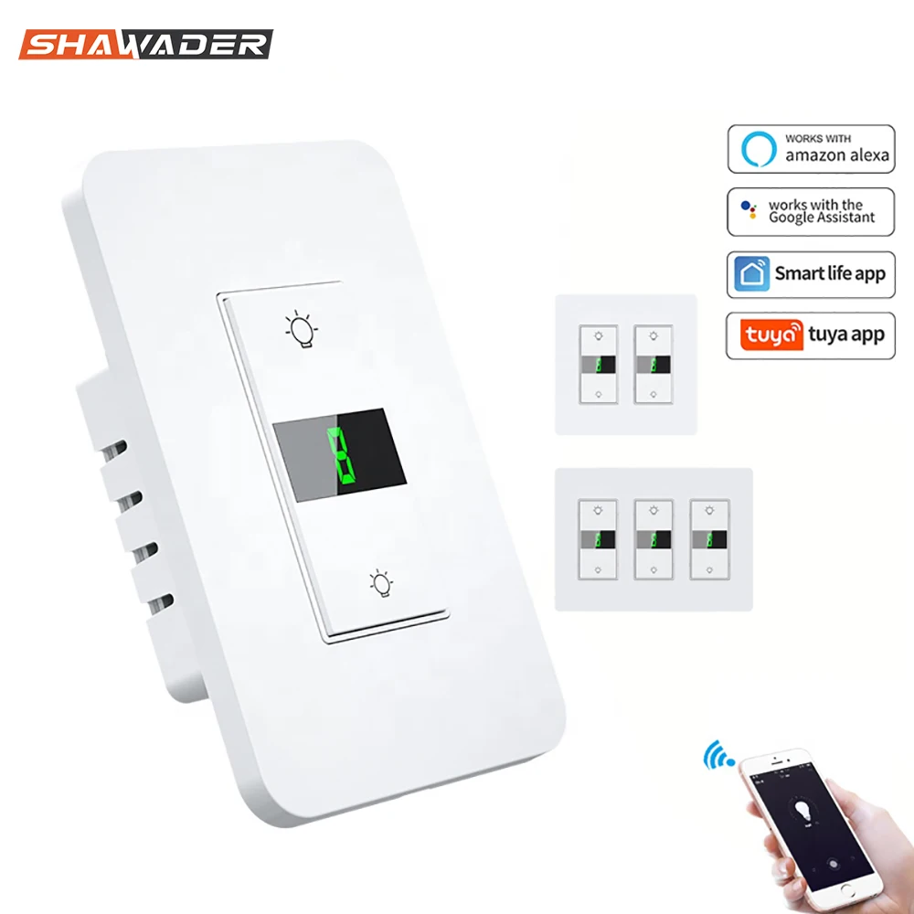 Wifi Tuya Smart Light Dimmer Wall Switch Glass Touch Panel Electrical Wireless Remote Time Control Alexa Google Home Assistant |