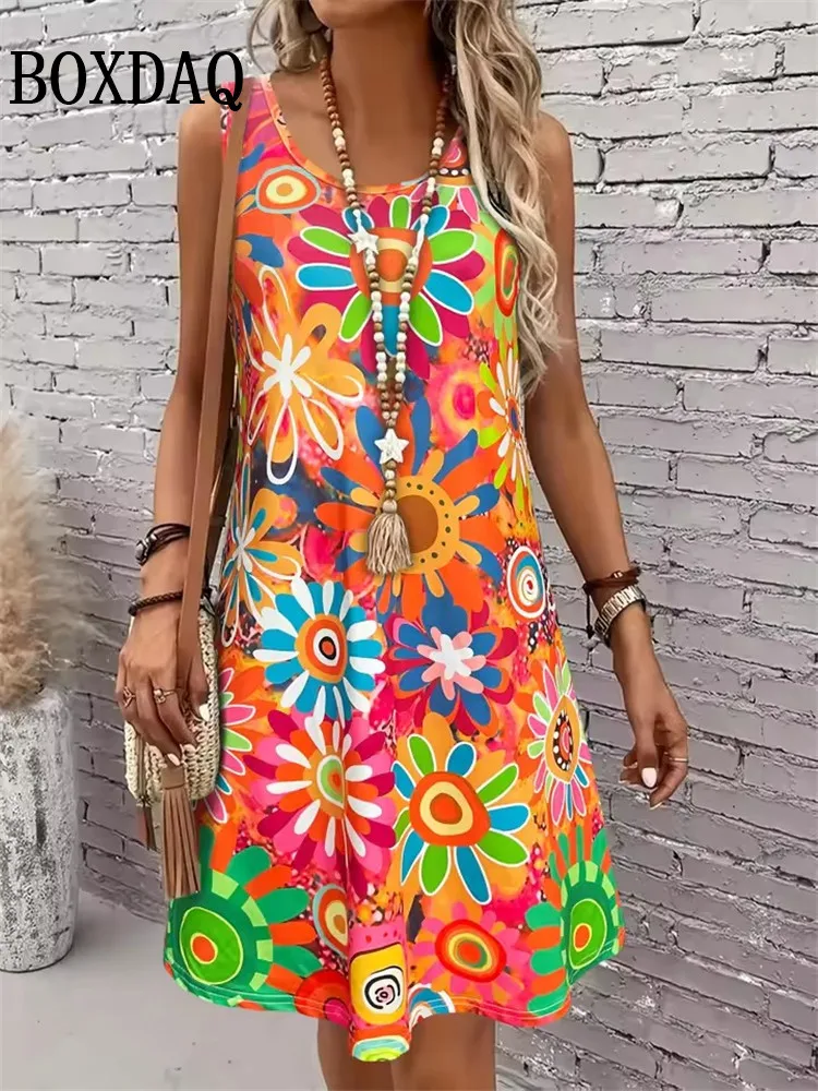 Casual Flower Tank Short Dress 2