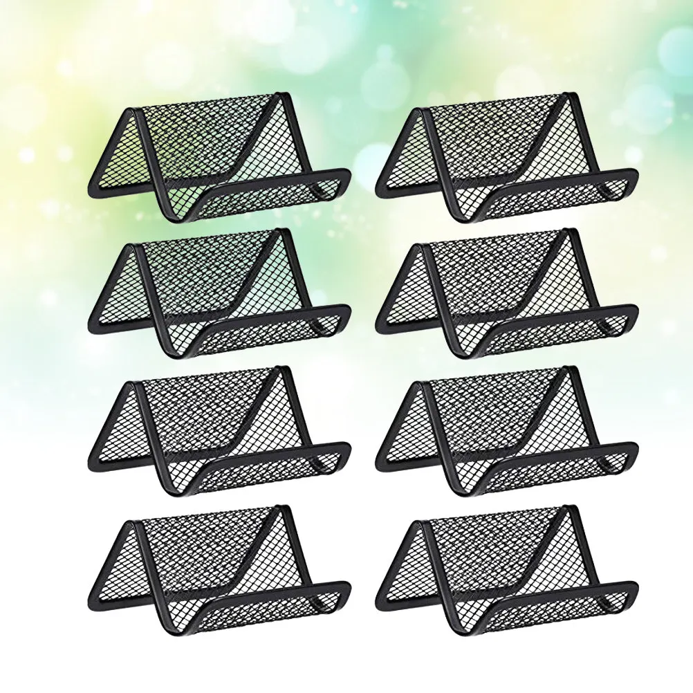 8Pcs 헤비 듀티 철 명함 홀더 이름 랙 ID 신용 카드용 데스크탑 주최자 10.5x8x5.6cm 블랙 전문가용