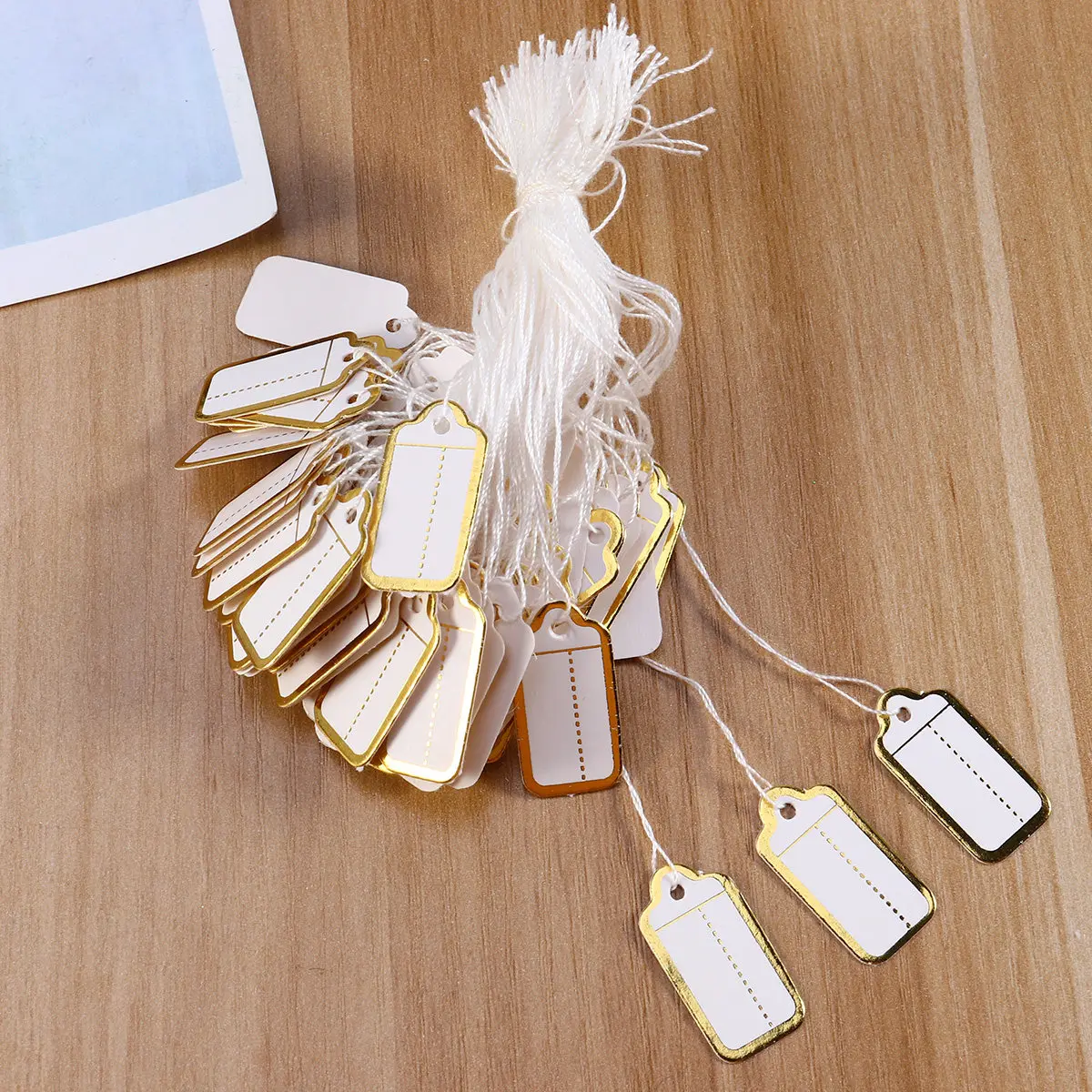 500Pcs 보석 상점 디스플레이 선물 태그에 대 한 우아한 금색 가장자리 종이 가격 라벨 결혼식 호의 와인 병 장식