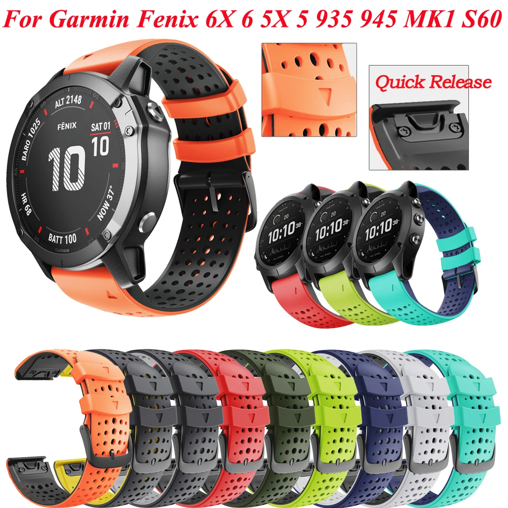 

26 22mm Watch Band Straps For Garmin Fenix 6 6X Pro 5 5X 3 3HR 935 945 Watch Silicone Correa Smart Watch Quick Release Wristband