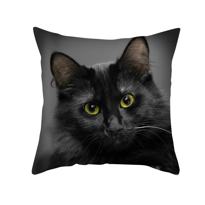 

45X45CM Black Cat Pillowcases Polyester Home Cute Animal Lover Cushion Cover Funny Home Decoration Pillow Cover With Zipper