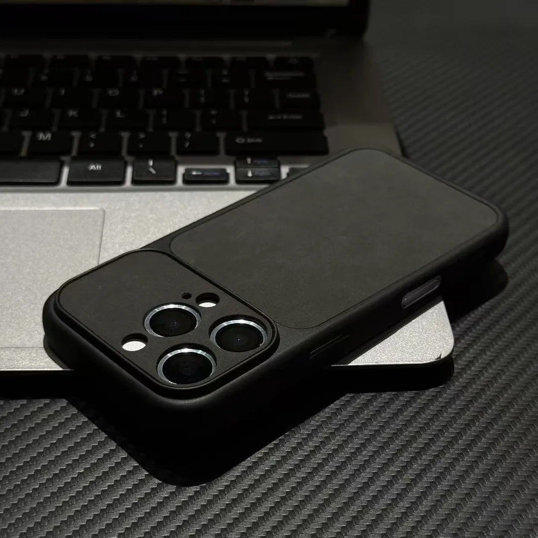Suede Matte Solid Leather Shockproof Phone Case with Soft Silicone Rubber