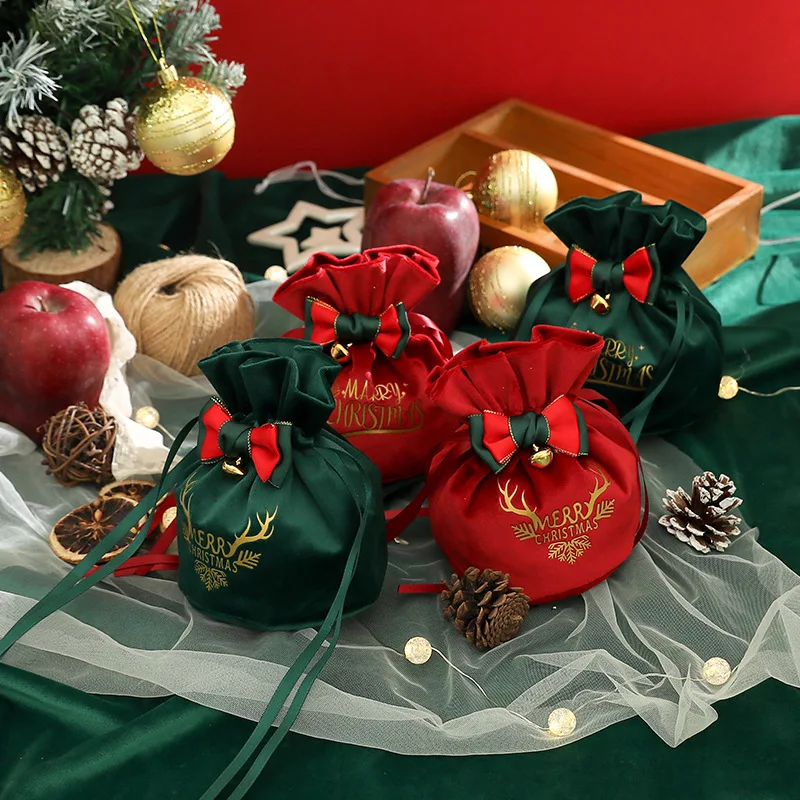 

Santa Sacks Cloth Gift Bag Candy Handle Bag Christmas Tree Decorations for Home Table New Year 2023 Red Noel Xmas Presents