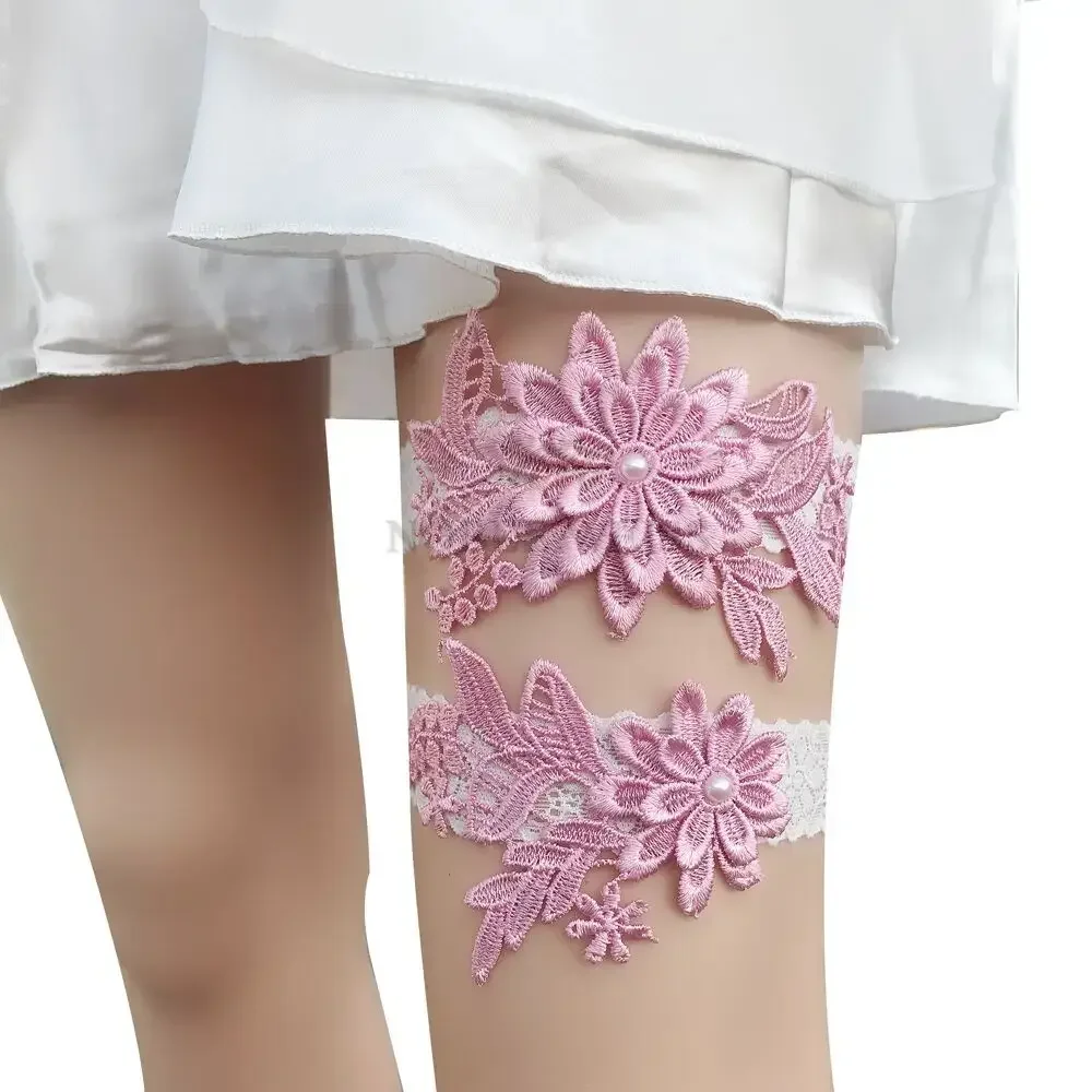 웨딩 가터 자수 꽃무늬 섹시 가터, 여성, 신부 허벅지 링, 신부 레이스, 다리 링, 맞춤형 루프, 2 개