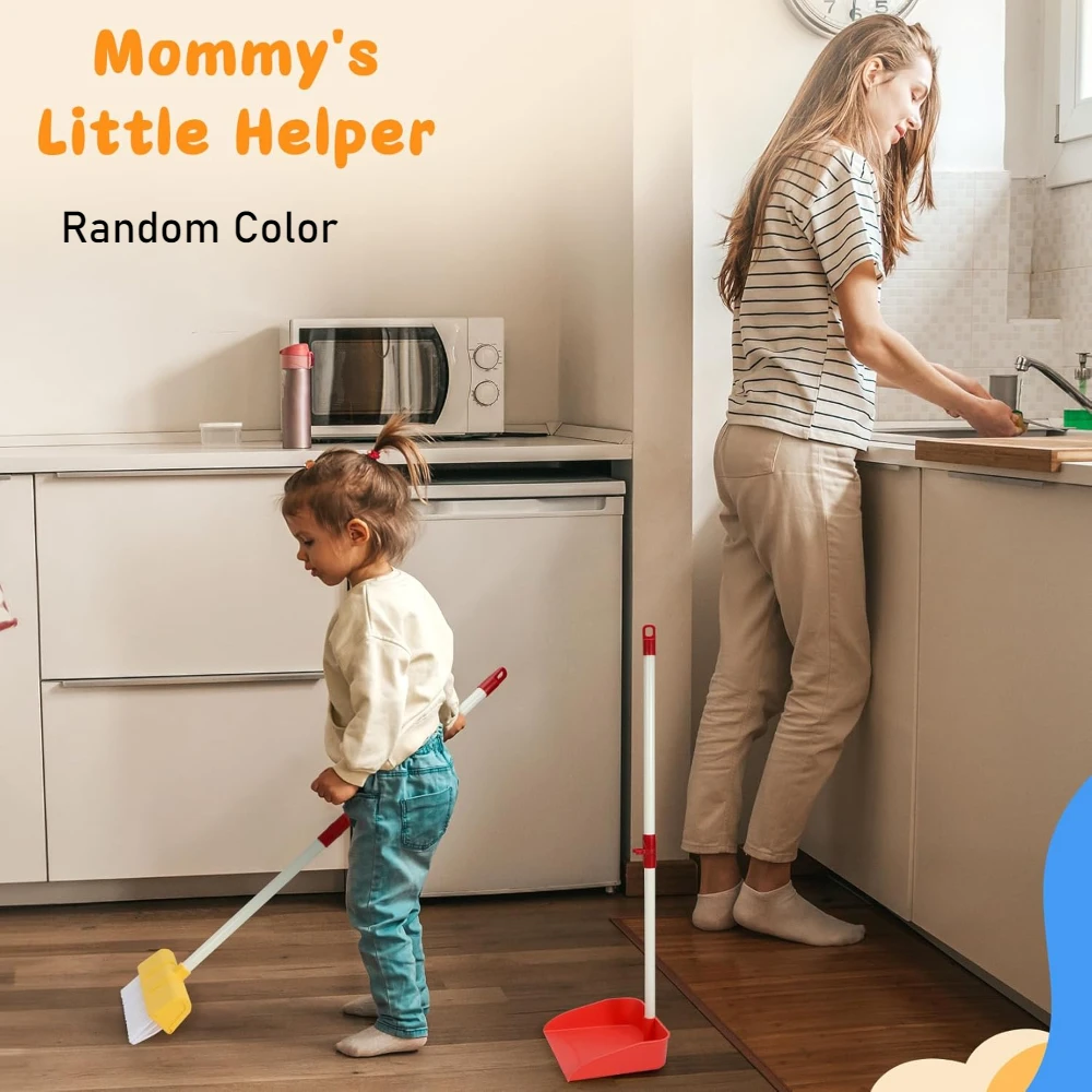 Kids Cleaning Toy Set Children Broom Dust Pan Set for Housekeeping Pretend Play Cleaning Set, Cleaning Toys Gift for Girls Boys