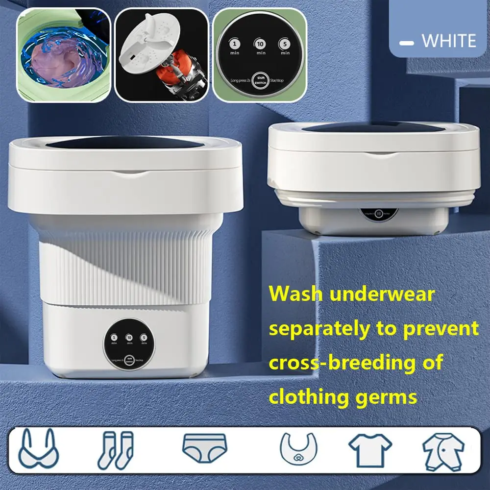 PortableFoldingWashingMachineWithDryerForClothesSocksUnderwear