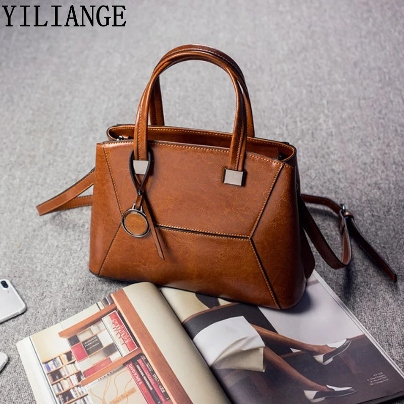 Korean Style Wax Leather Handbag Women Fashion Allmatch Commuting