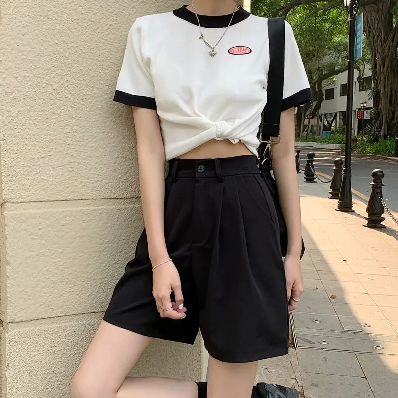 Split Pants Spring/Summer 2023 New High Waisted Vertical Pants Thin Wide Leg Suit Pants Casual Pants Shorts for Women