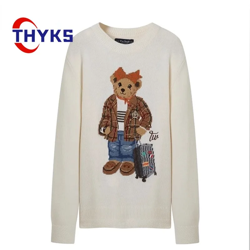 

Round Neck Cartoon Pattern Sweaters Autumn Hairband Little Bear Loose Knitted Tops Warm Caomfortable Classical Pullovers Unisex