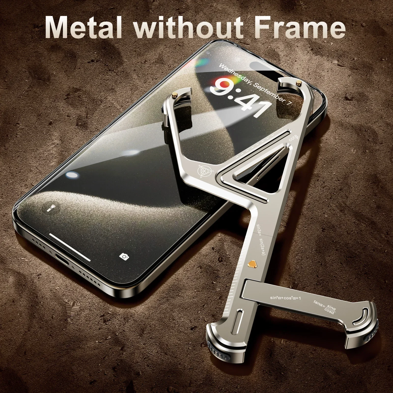 Sleek Aluminum Alloy Frameless Phone Case with Stand - Shockproof Protective Cover