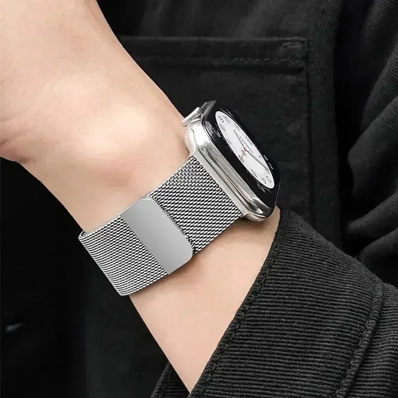 Milanese Loop Strap For Apple Watch Band 49mm 44mm 40mm 45mm 41mm Metal Stainless Steel Bracelet Iwatch Series 4 5 6 7 8 9 Ultra