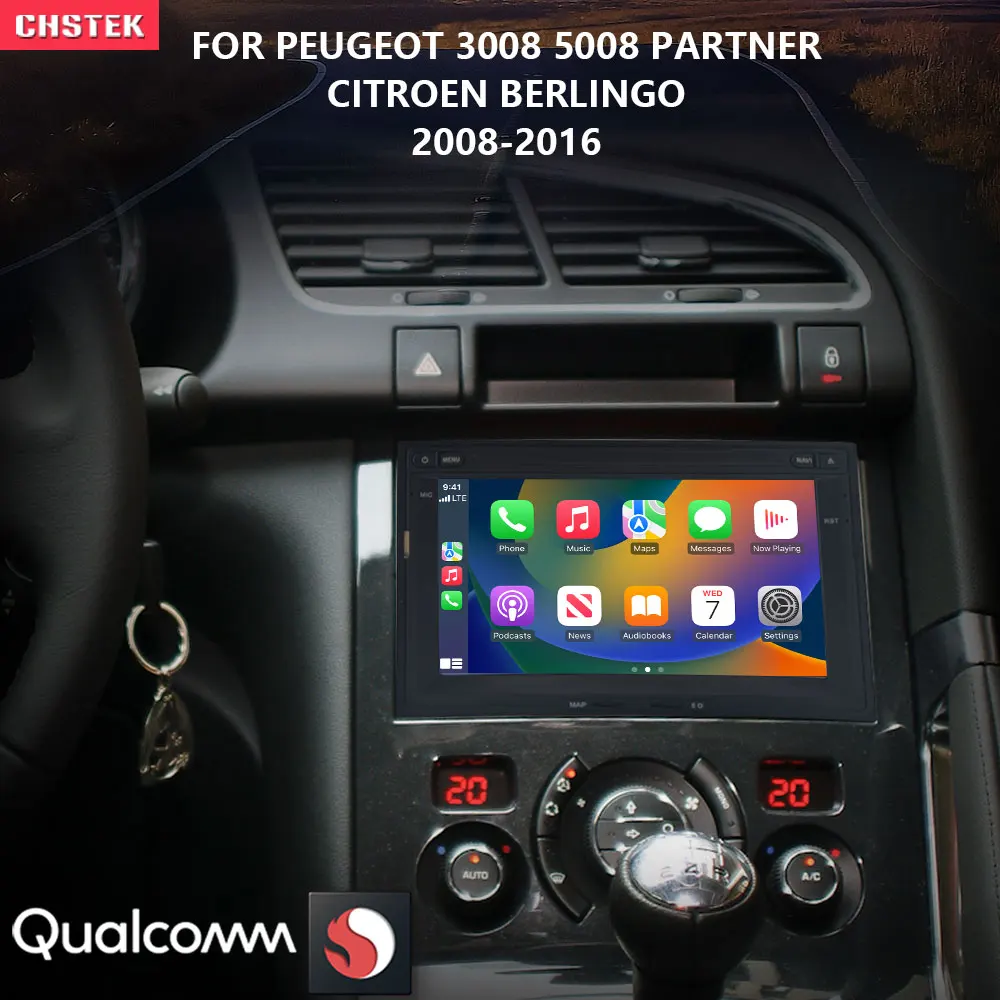 

CHSTEK Car Radio Multimedia DVD Player Carplay Android Qualcomm WIFI 4G for Peugeot 3008 5008 Partner Citroen Berlingo 2008-2016