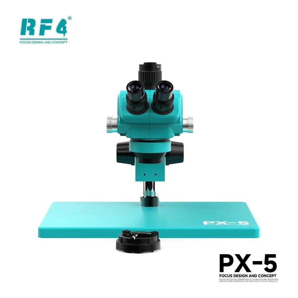 RF4 줌 동시 초점 삼안 실체 현미경 연속 줌 범위 7X50X 휴대폰 PCB 전자 수리용 PX-5