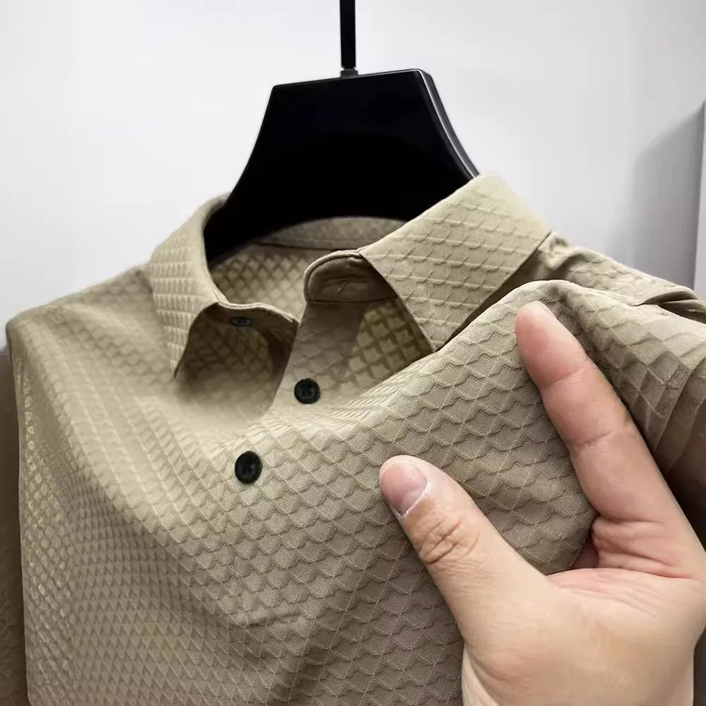 

summer Amazon high-end new men dry ice silk shirt collar POLO polo shirt