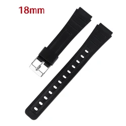 Black Silicone Sports Watch Strap - Unisex Rubber Band (18mm)