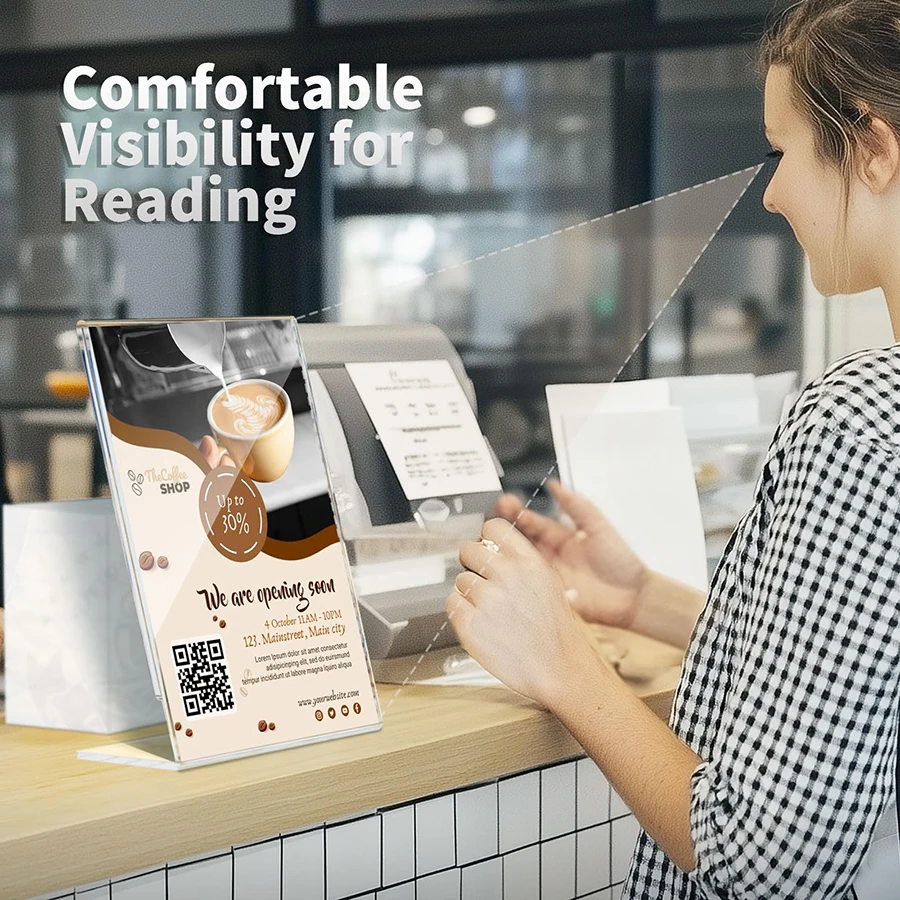 A4 Acrylic display rack information rack brochure color page single-page Desktop Flyer Front Desk Card Holder 6pcs acrylic sign holders