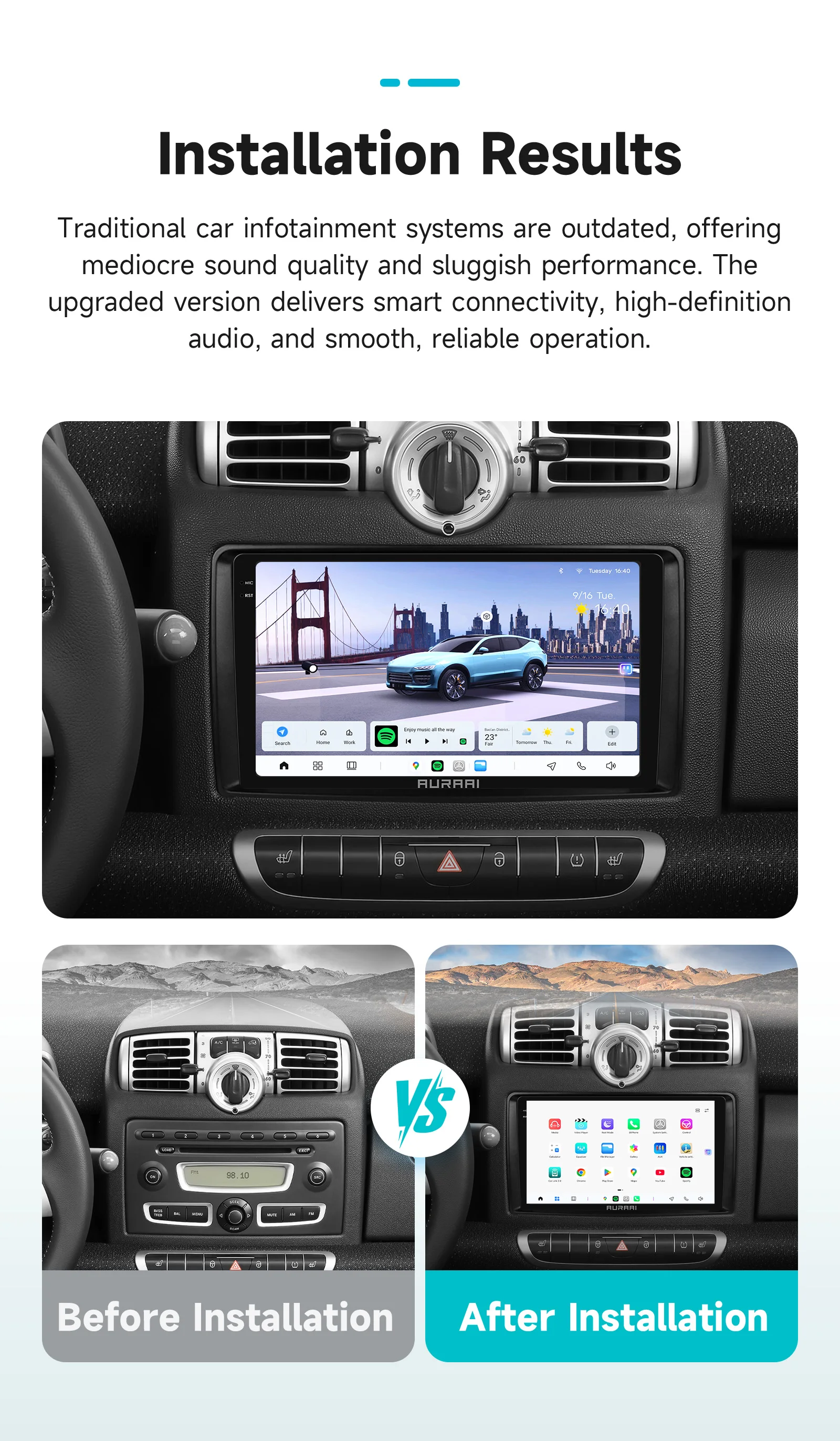 8G+256G AI 2K Bildschirm für Smart Fortwo 451 2005-2015 Autoradio CarPlay Android Auto 4G WIFI GPS BT DSD ADAS Dual-Mikrofon 360°-Kamera 7870 – Detail 3