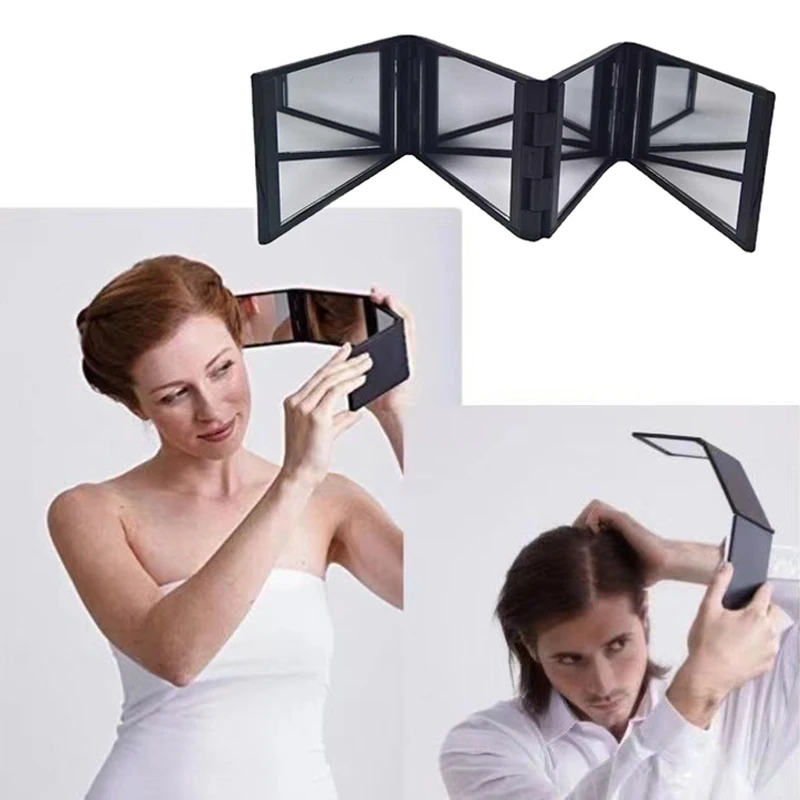 4 Way Mirror 360 Degree Handheld Desktop Portable Foldable Makeup Mirror For Self Hair Cutting Makeup Beauty Tool makeup mirror haircut mirror hand holding mirror