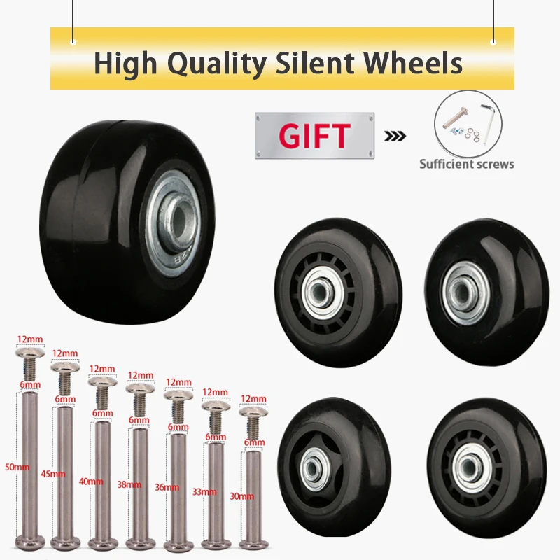 Luggage Silent Rollers For Replacement Of Supporting Wheels Suitcase Wheels Luggage Accessories Repair Wear-Resistant Pulleys