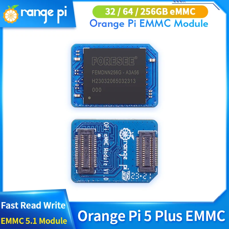 Orange Pi-módulo Emmc 32gb 64gb 256gb 5.1 Módulo para Orange pi Plus 3d Nand Leitura Rápida Velocidades de Gravação 400 Mbps Tablet pc