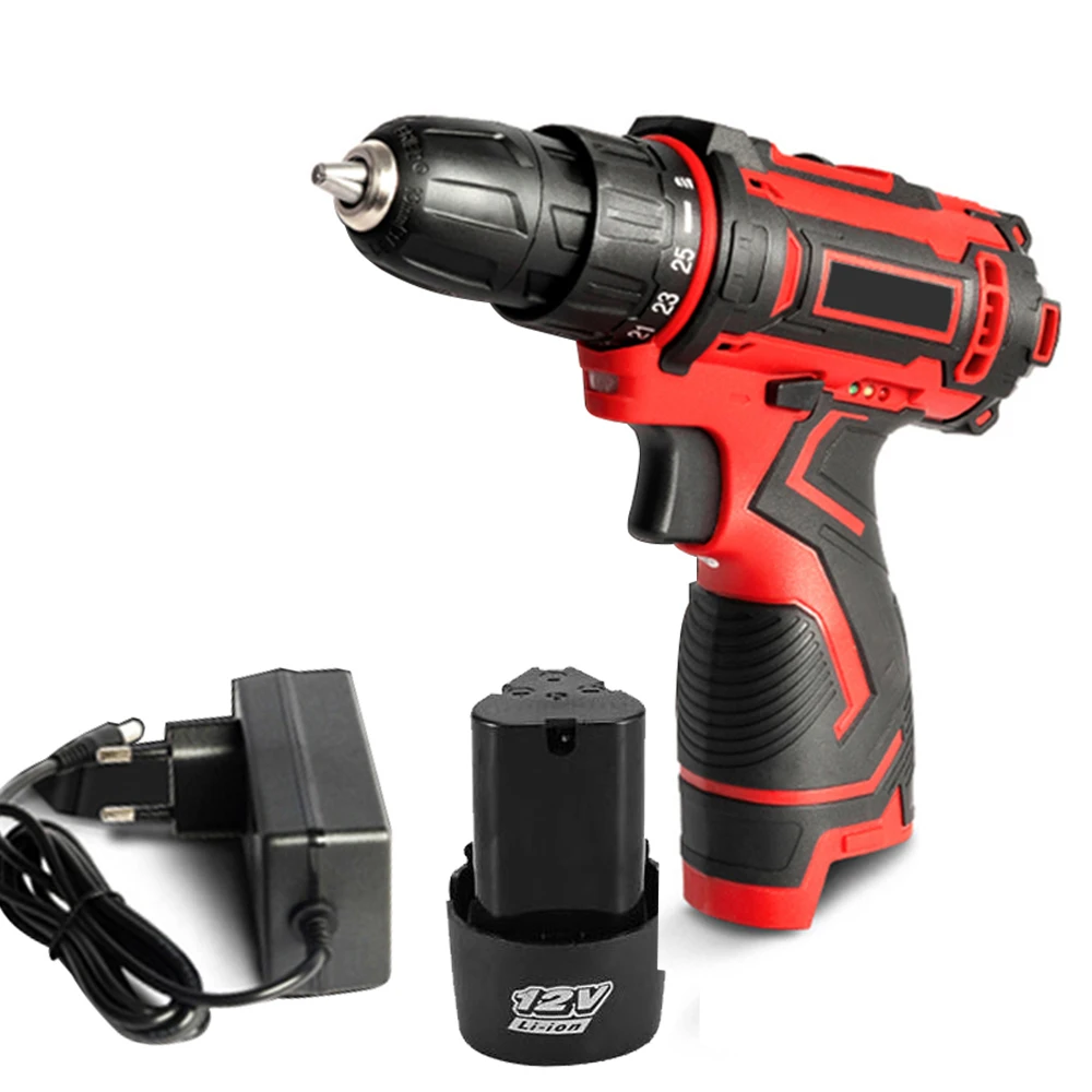 

12V Cordless Power Drill Lithium Battery Electric Drills Keyless Chuck Power Tools with Battery and Charger