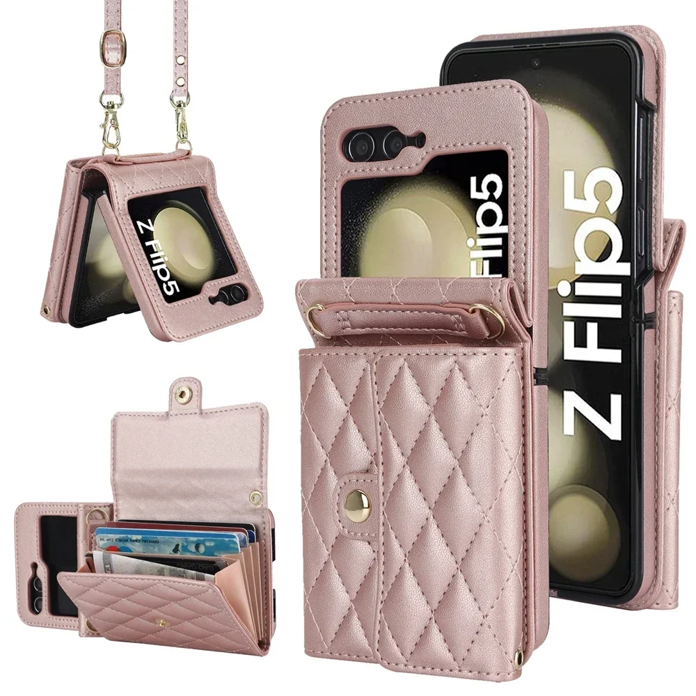Luxurious Crossbody Leather Wallet Case with Lanyard and Card Holder