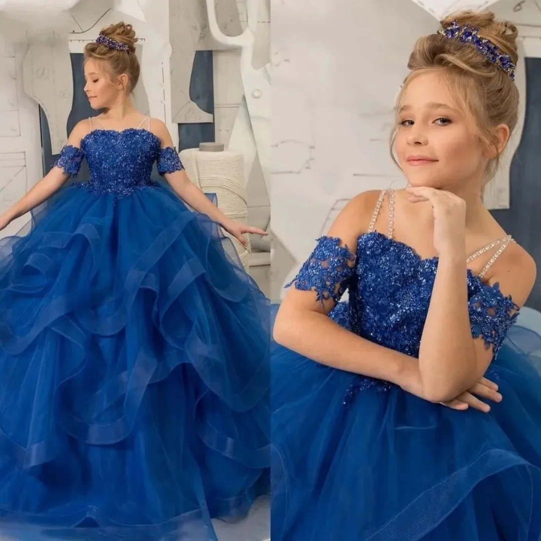 

Тюлевые Платья с цветочным рисунком для девочек, искусственное платье принцессы с оборками, длинное бальное платье