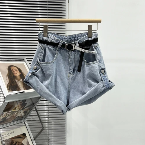 Slimming Loose Wide Leg Denim Shorts Women's High Waist Summer