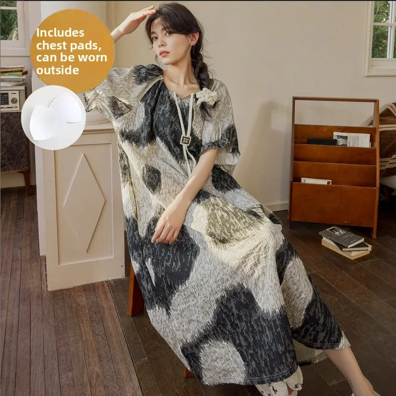 Cloud cotton nightgown [with breast pads] yin 385