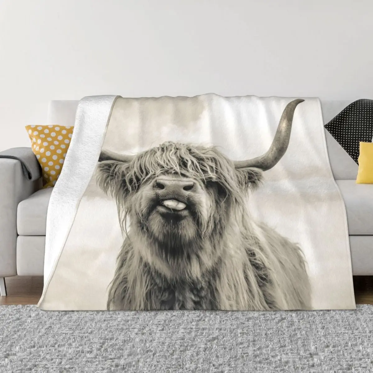 

Теплое Флисовое одеяло Cheeky Highland, многофункциональное теплое покрывало для кровати, автомобиля, лета, осени, зимы