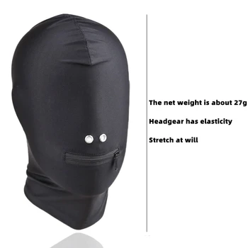 Mask Spandex Lycra Hood Bdsm SM Role Playing Game Erotic Latex Leather Fetish Open Mouth Hood Mask Adultos Porn Toys Sex Toy 3