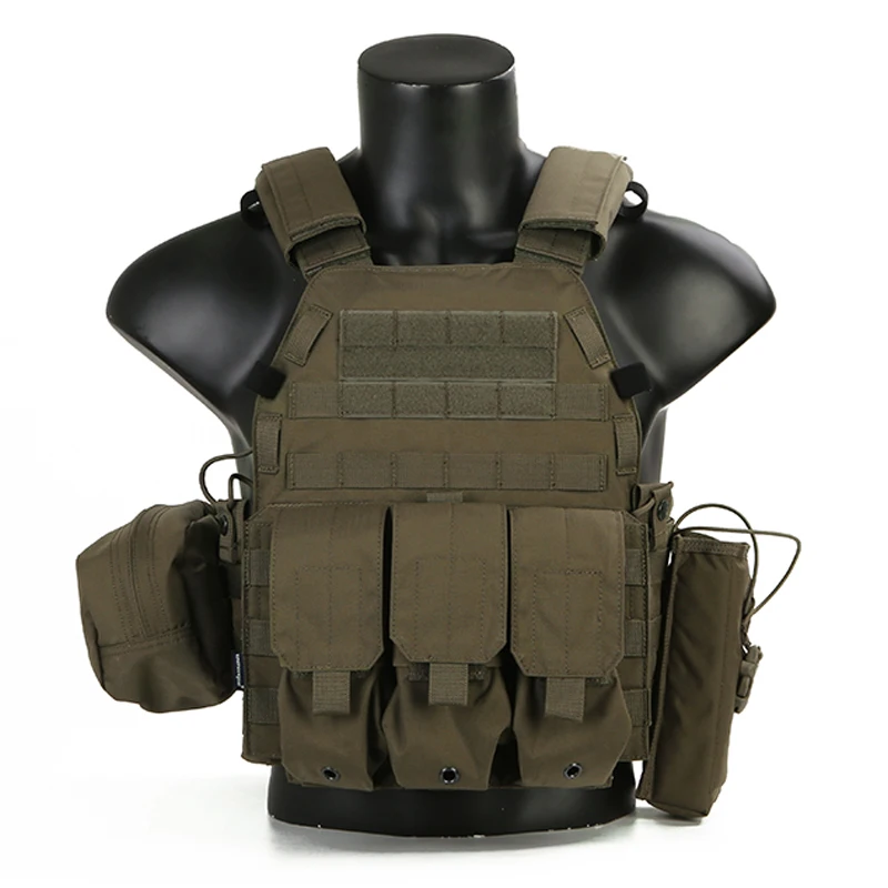Emersongear LBT 6094A Style Plate Carrier W/ 3 Pouches Protective Gear Hunting Combat Tactical Vest Nylon EM7440