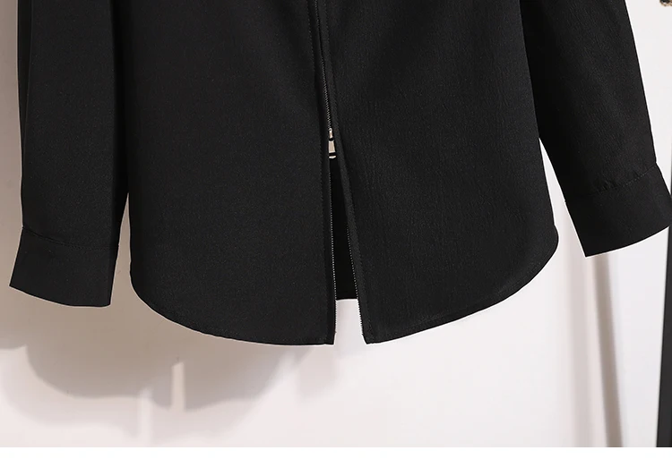 Reißverschluss-Bluse in Übergröße 2026 Frühling Herbst Neue Koreanische Lose Elegante Lässige Weiße Langarm-Bluse Damenkleidung – Detail 30