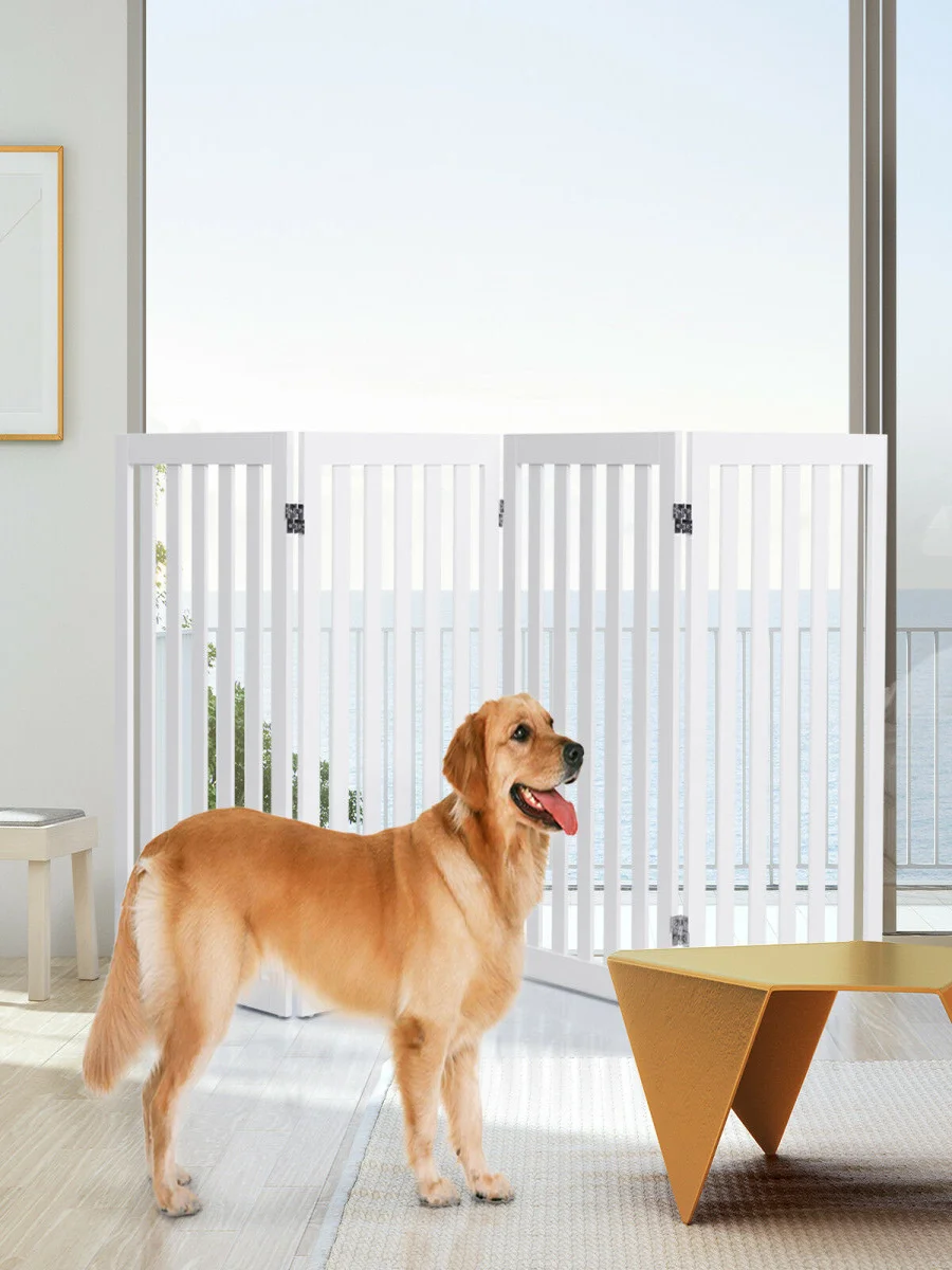35 "kon figur ierbare klappbare freistehende 4 Panel Holz Haustier Hund Sicherheits zaun weiß – Detail 1