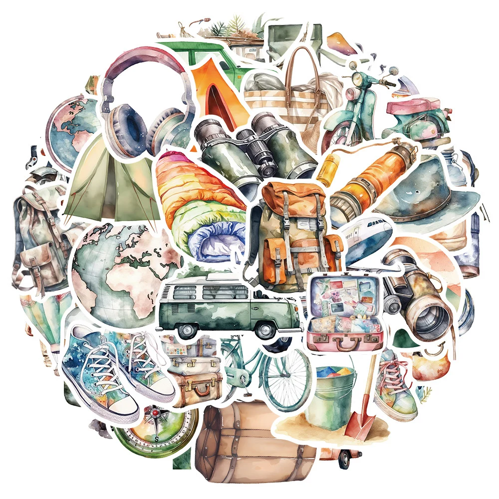 Outdoor Travel Cartoon Adventure Stickers - Assorted Pack for Camping and DIY Decor
