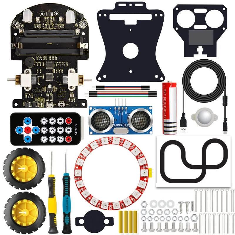 mini-smart-microbit-v2-robot-car-per-micro-bit-robot-car-kit-programmazione-grafica-giocattoli-elettronici-fai-da-te-senza-batteria