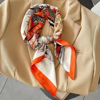 Luxury Design Print Silk Square Scarf Women Soft Satin Horse Hairband Neckerchief Office Hijab Headband Foulard Bag Ribbons Gift 6