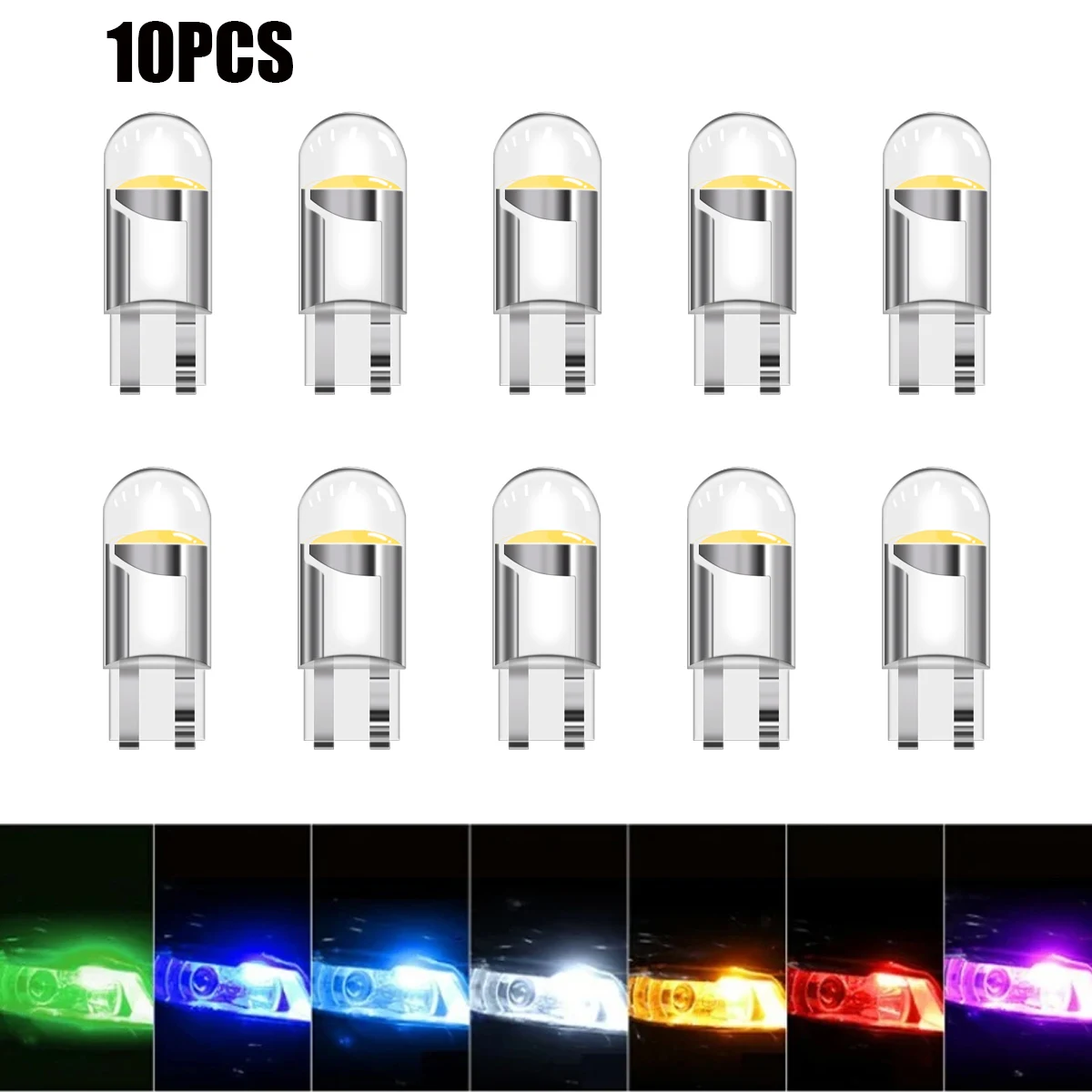 LED car lights 10Pcs Car LED T10 W5W Canbus Glass COB Dome reading bulb W5W Led side marker lamp Parking signal lights License plate light