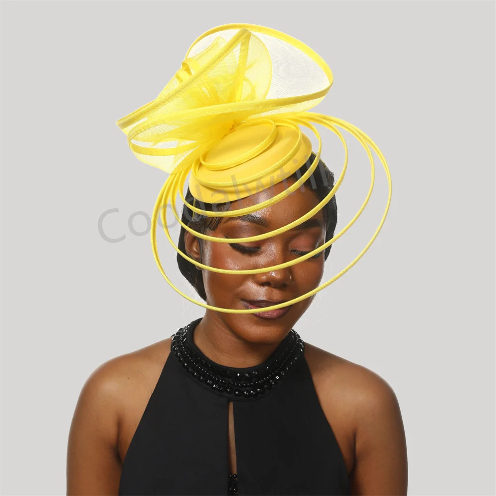 Elegante Kirche Party Fascinator Hut Stirnband Frauen Damen Derby Hochzeit Kopfschmuck Mesh Mode Kappe Haar Clip Royal Ascot Hüte – Detail 12