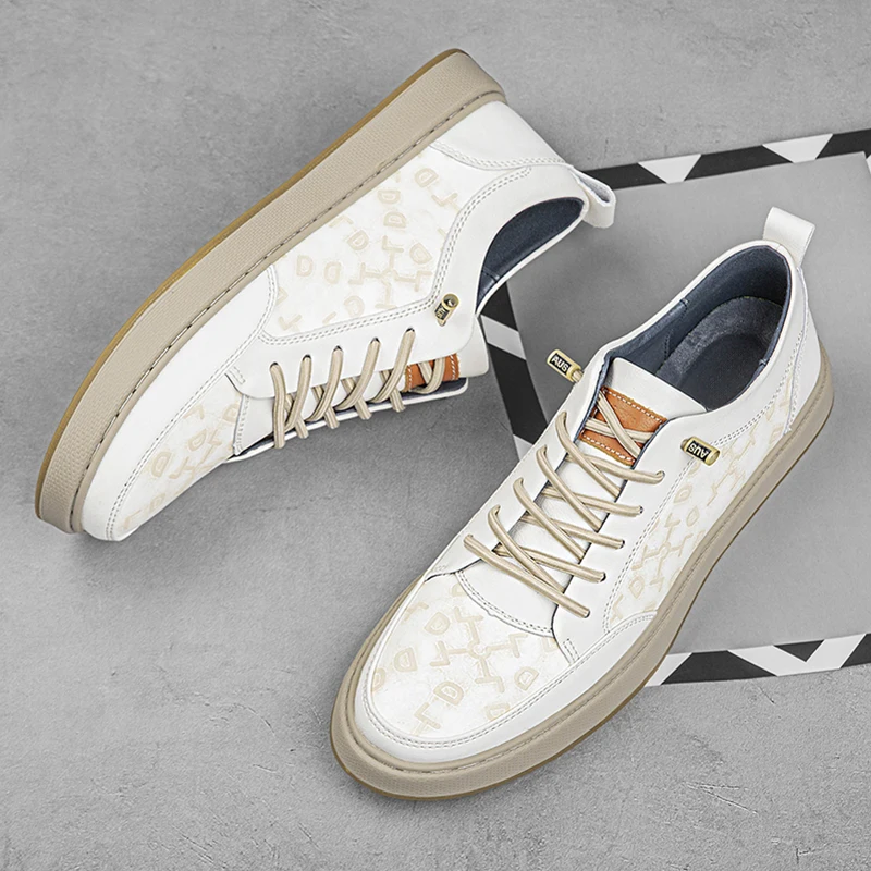 New Designers Comfortable Fashion Shoes Men Daily Business Casual Shoes Man Genuine Leather Lace-up Office Sneakers For Male